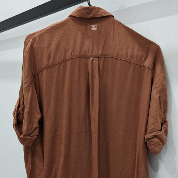 Jetty Chelsea top rust red orange brown dolman sleeve button up top (XS) - Picture 3 of 6